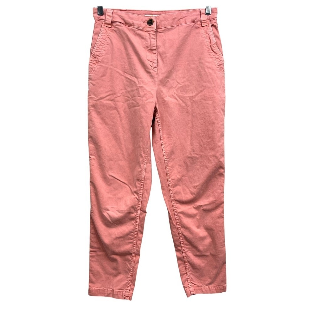 Boden Womens Jeans Tapered Stretch Slash Pockets Hi Rise Zip Pink Salmon Sz 6L*